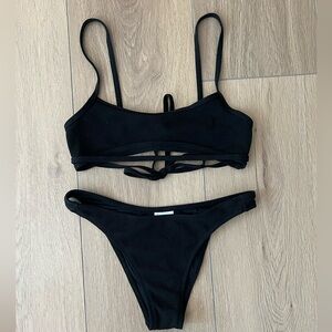 Motel Rocks Ina Black Tie-back Bikini Set